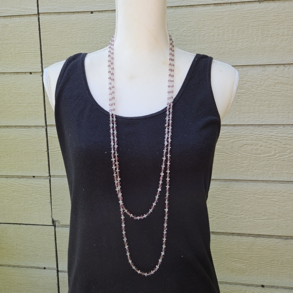 long clear and purple flapper beads
